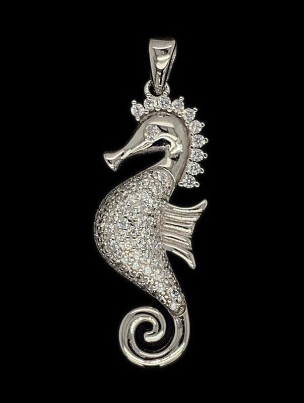 Cubic Zirconia Seahorse Pendant