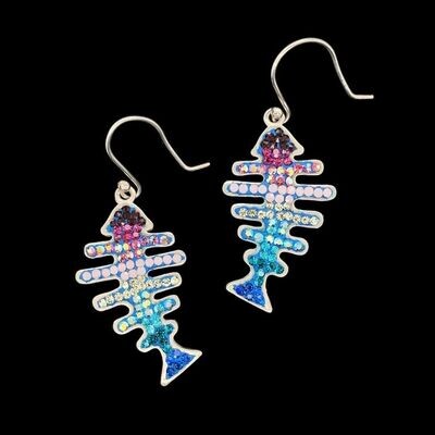 Crystal & Sterling Silver Bonefish Earrings