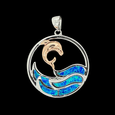 Opal Dolphin & Wave Pendant