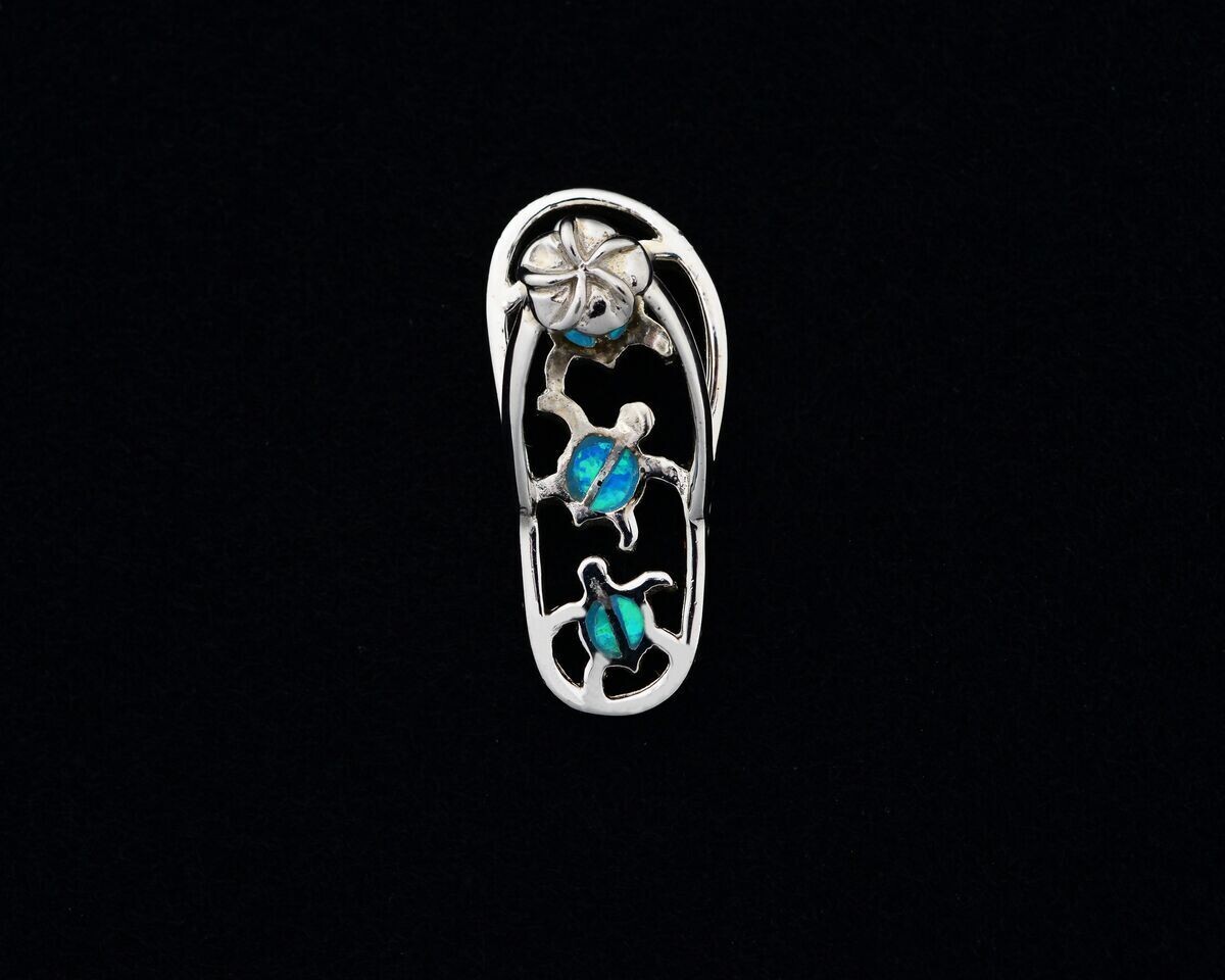 Opal Turtle Flip Flop Pendant