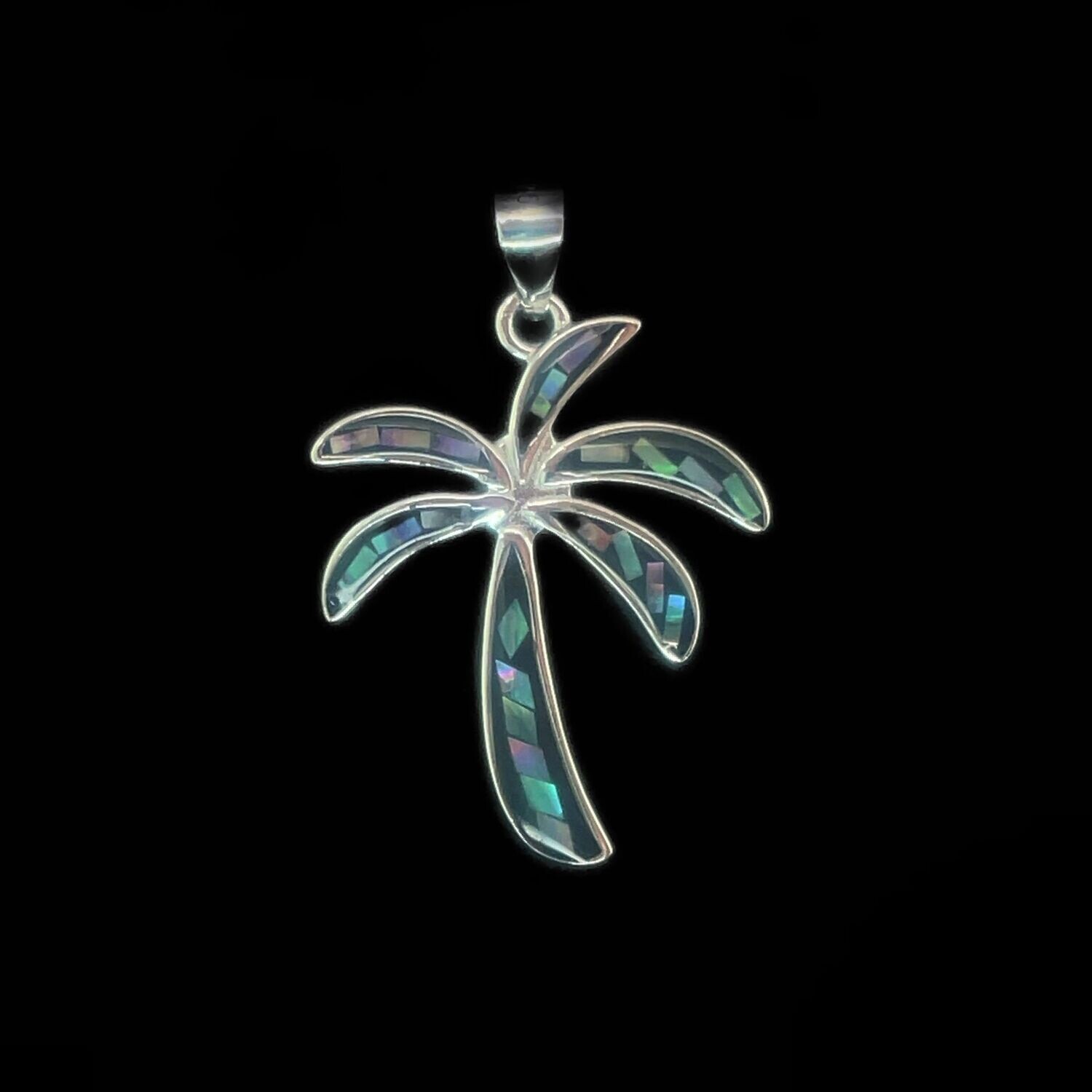 Abalone & Sterling Silver Palm Tree Pendant