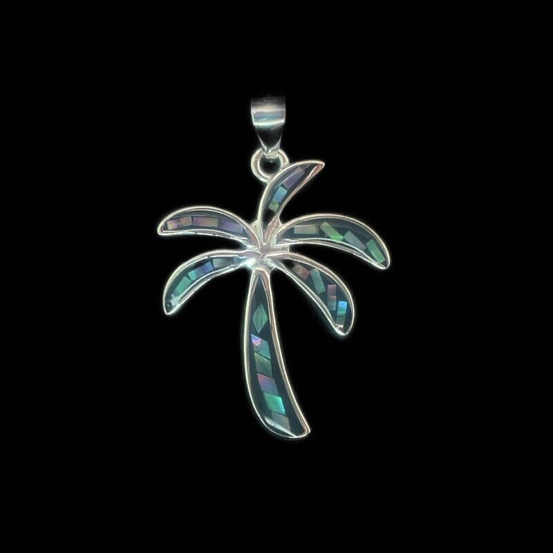 Abalone & Sterling Silver Palm Tree Pendant