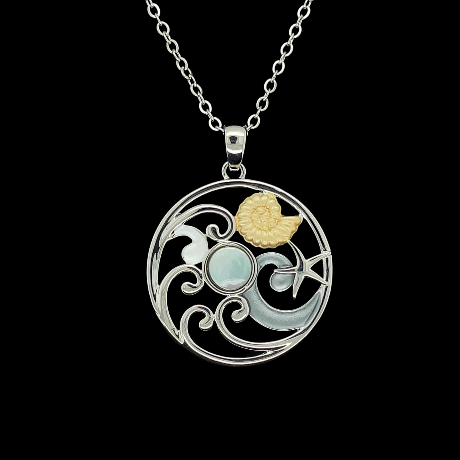 Sealife Wave Pendant with Mother of Pearl
