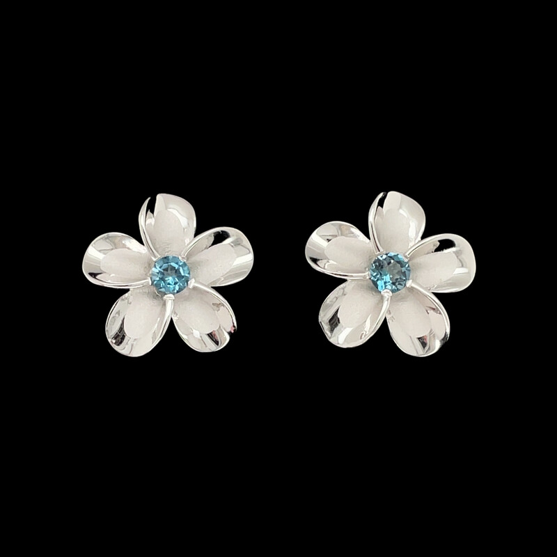 Blue Topaz Flower Earrings