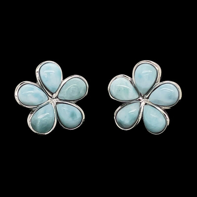Larimar Flower Earrings