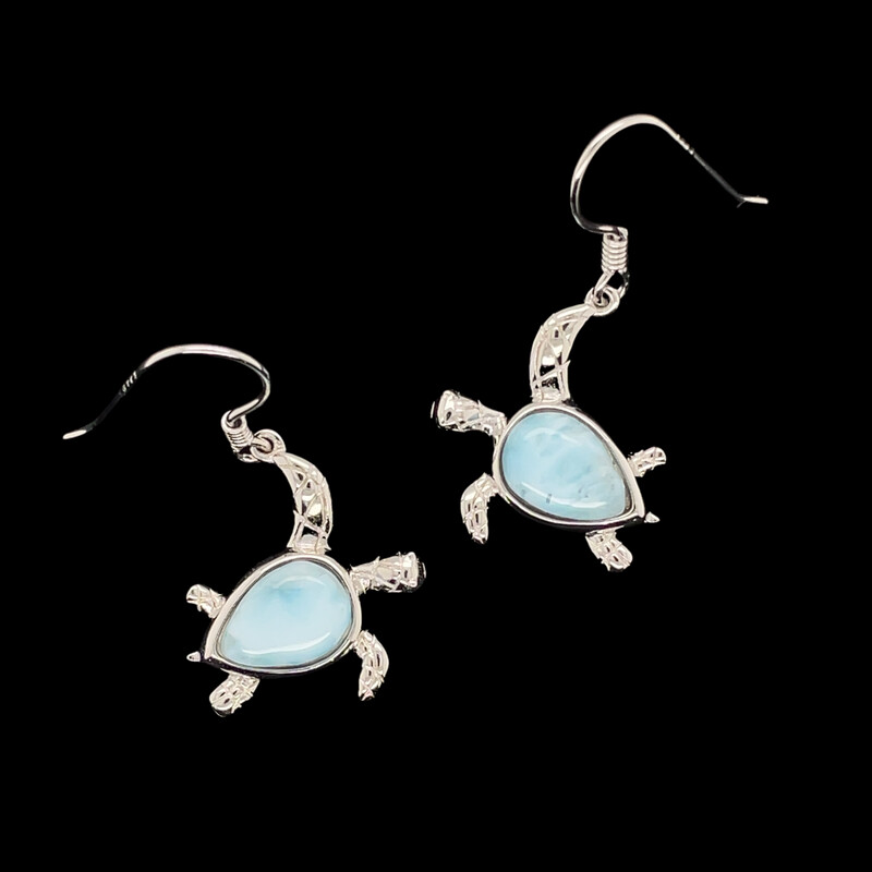 Larimar Turtle Earrings