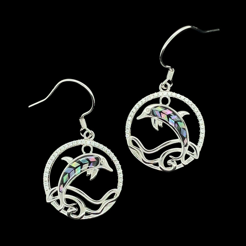 Abalone Dolphin Earrings