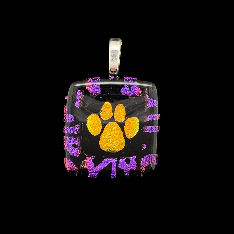 Dichroic Glass Paw Print Pendant