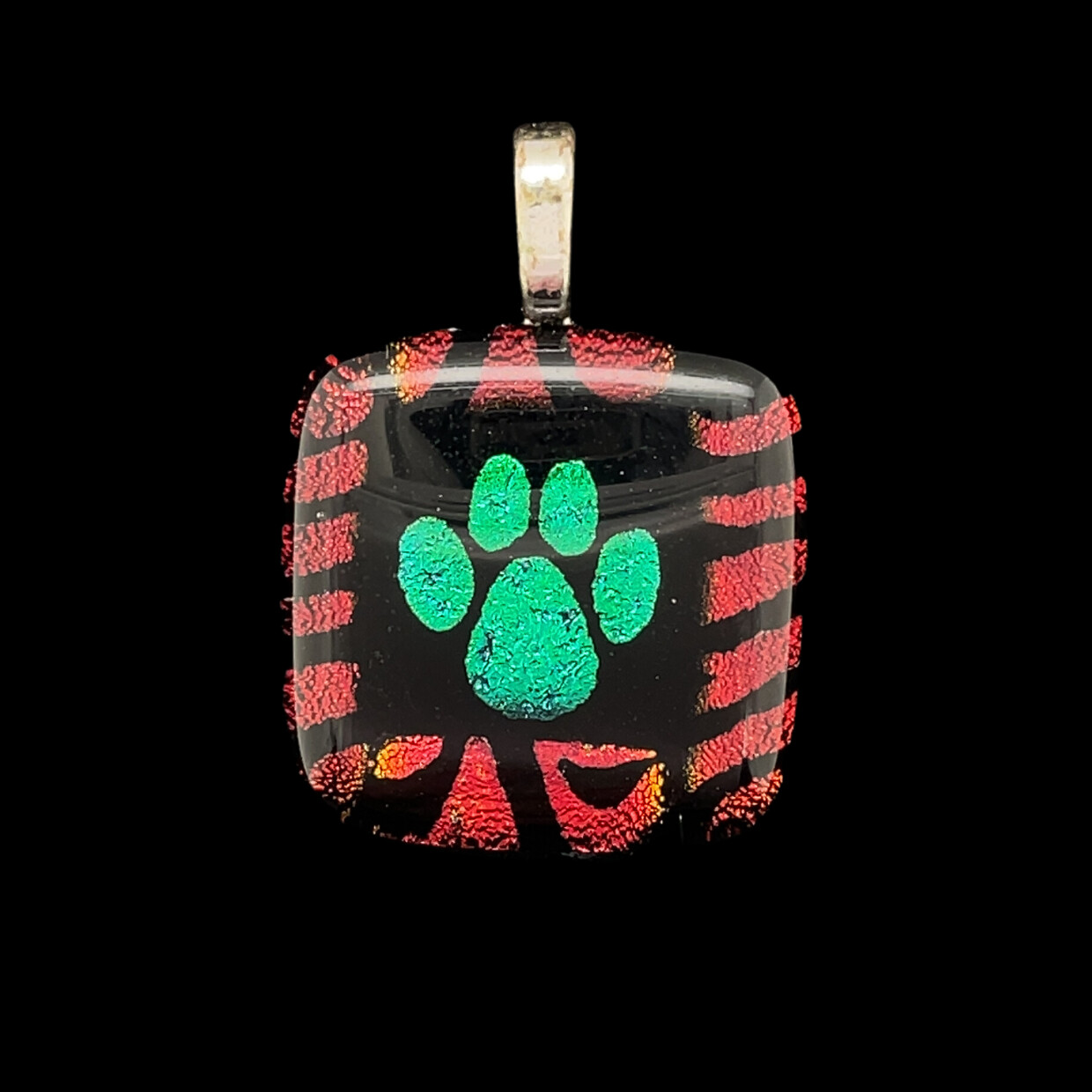 Dichroic Glass Paw Print Pendant