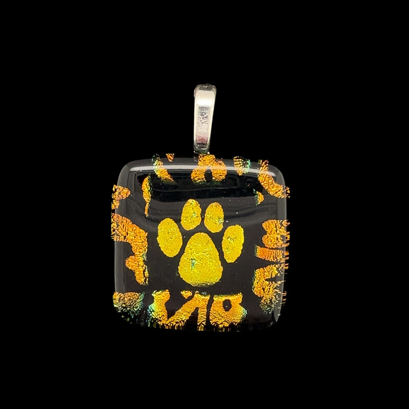Dichroic Glass Paw Print Pendant