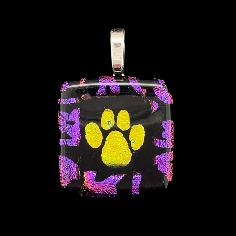 Dichroic Glass Paw Print Pendant