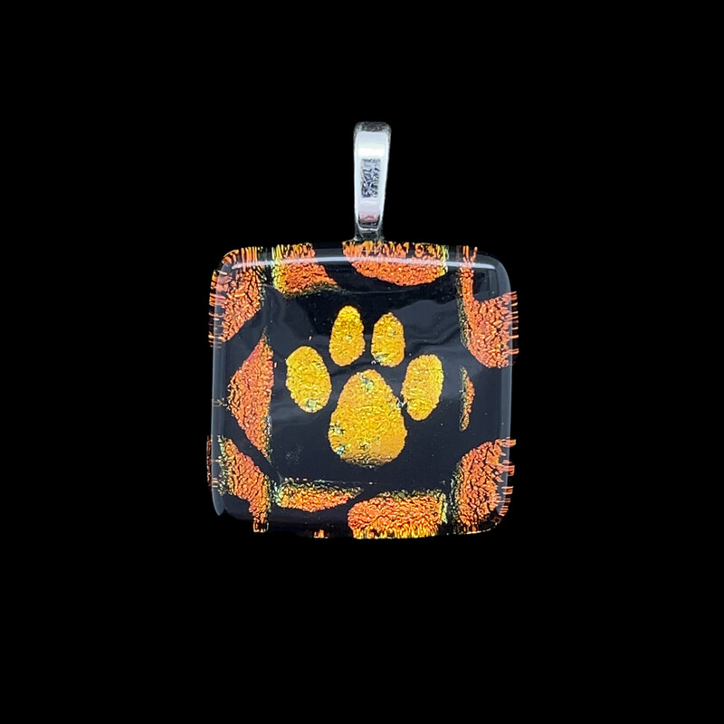 Dichroic Glass Paw Print Pendant