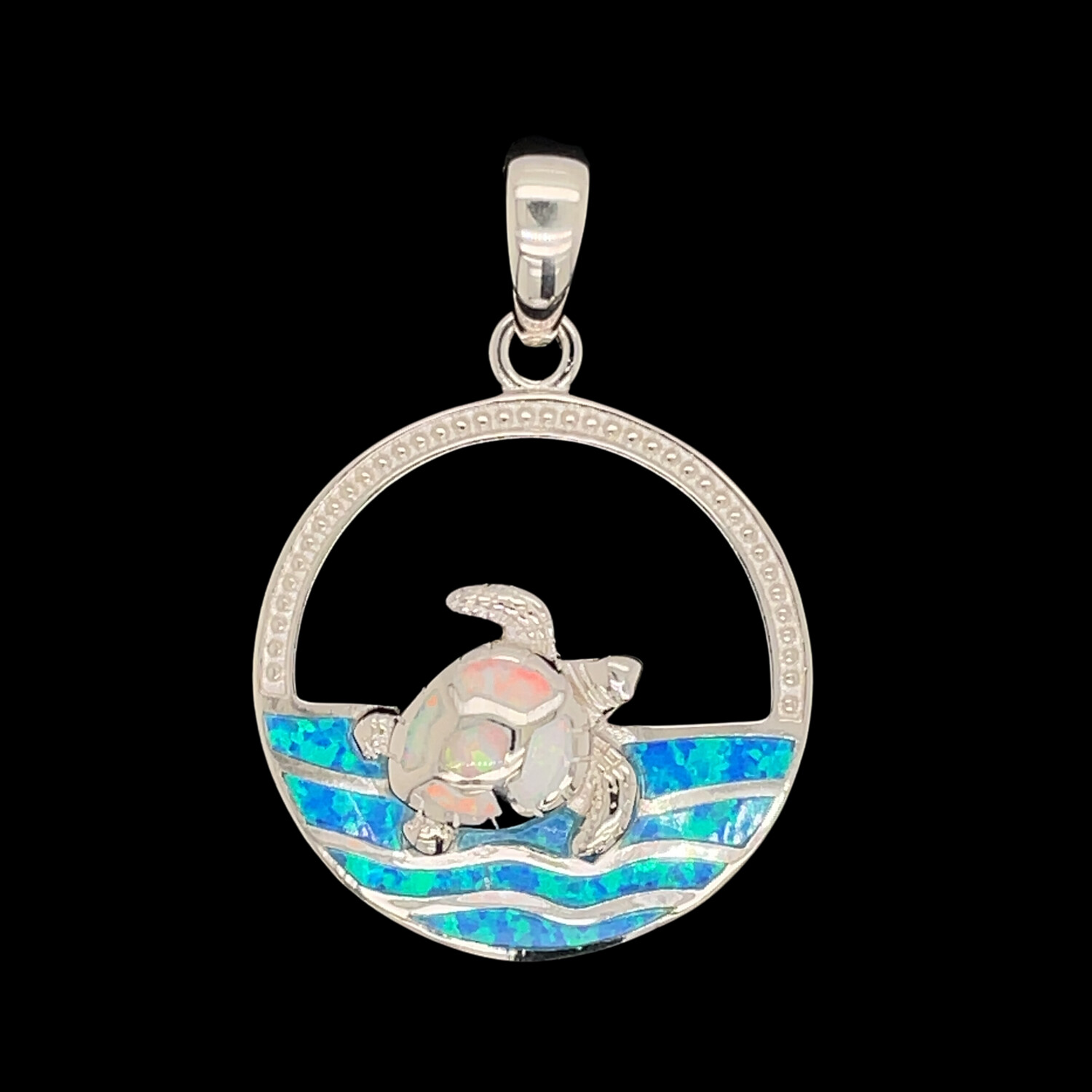 Opal Turtle Wave Pendant