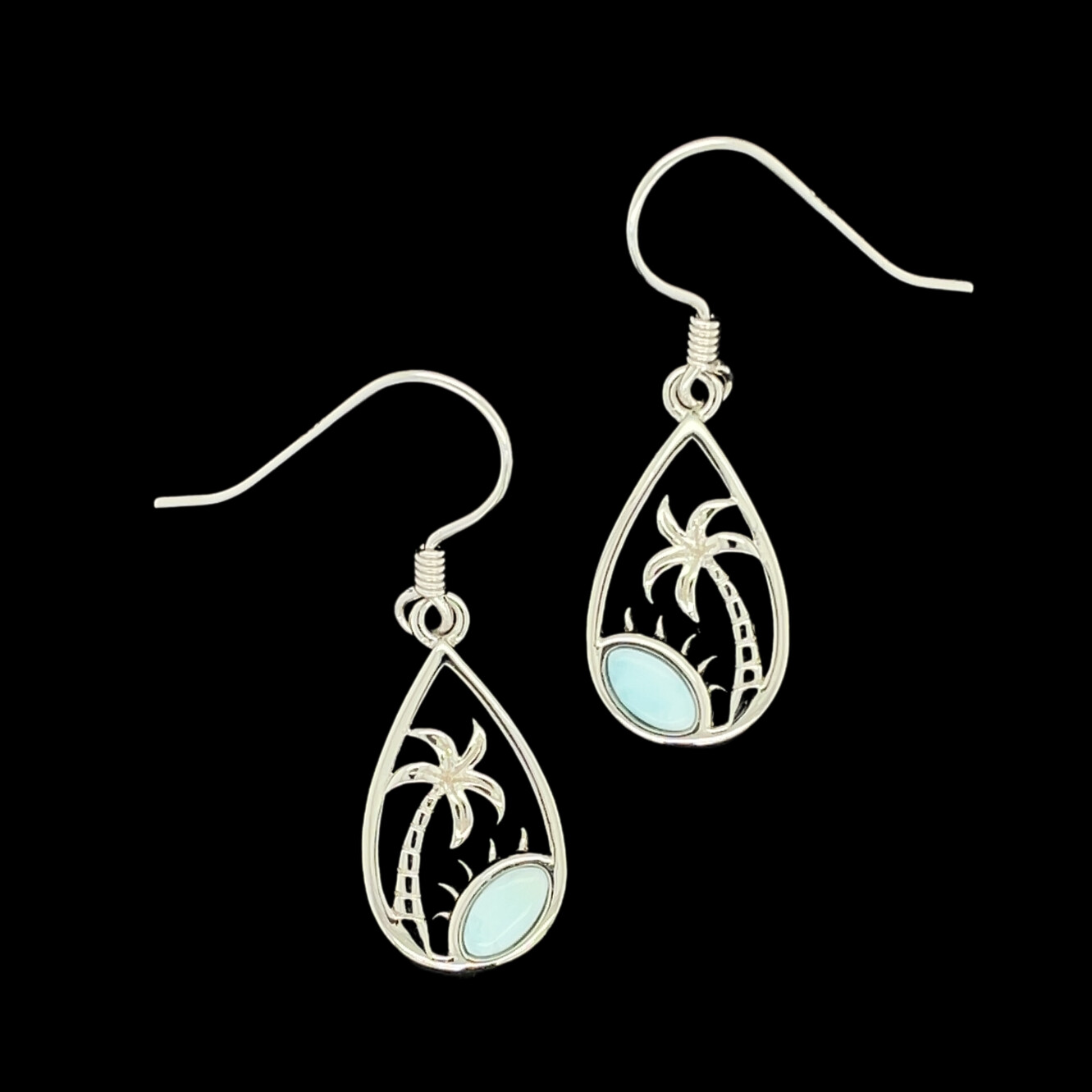 Larimar Palm Tree Earrings