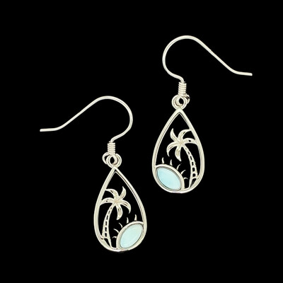 Larimar Palm Tree Earrings
