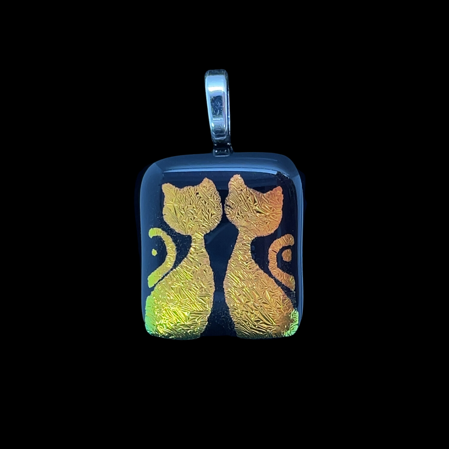 Dichroic Glass Cat Pendant
