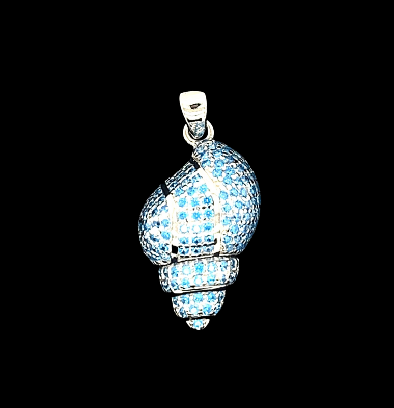 Blue Cubic Zirconia Shell Pendant