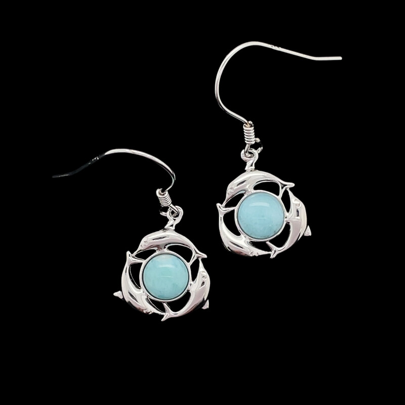 Larimar Dolphin Earrings
