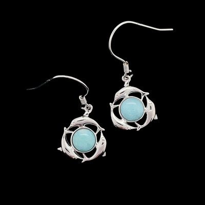 Larimar Dolphin Earrings