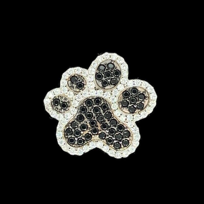 Cubic Zirconia Paw Print Pendant