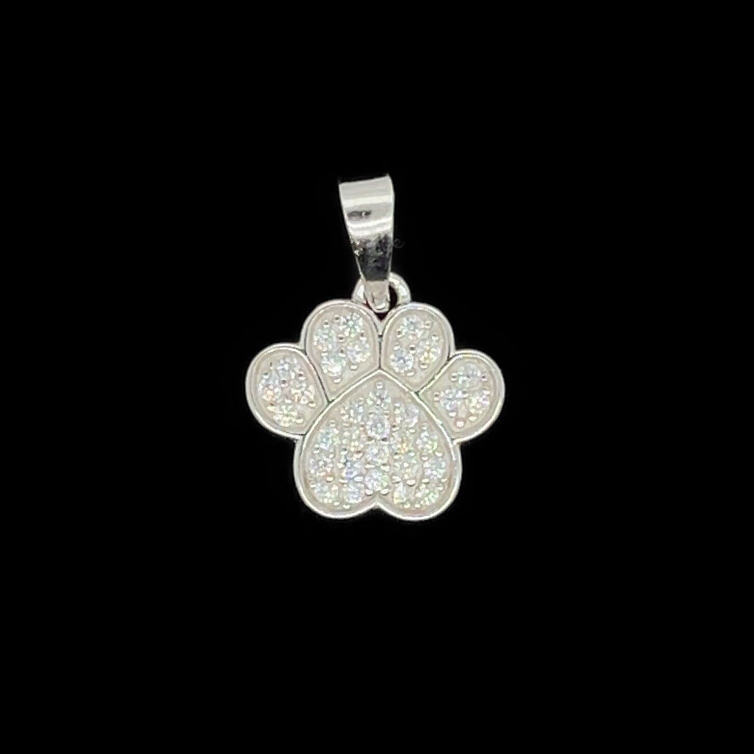 Cubic Zirconia Paw Print Pendant