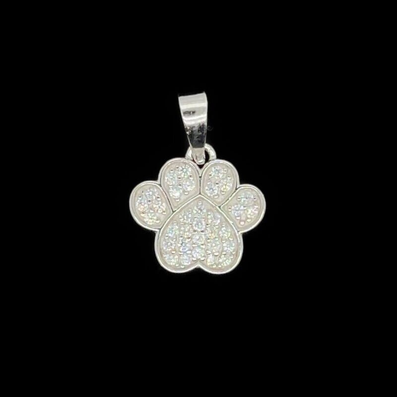 Cubic Zirconia Paw Print Pendant