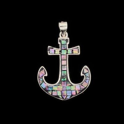 Abalone & Sterling Silver Anchor Pendant