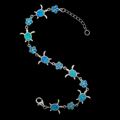 Opal Turtle & Flower Bracelet
