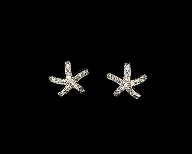 Cubic Zirconia Starfish Earrings