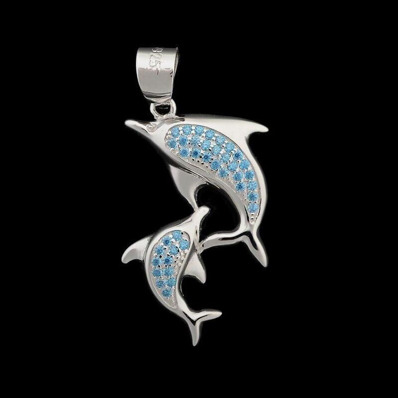 Blue Topaz Dolphin Pendant
