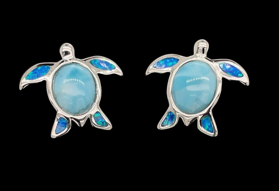 Larimar Turtle Earrings