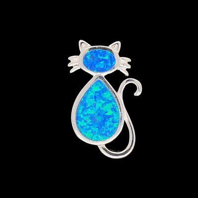Opal Cat Pendant