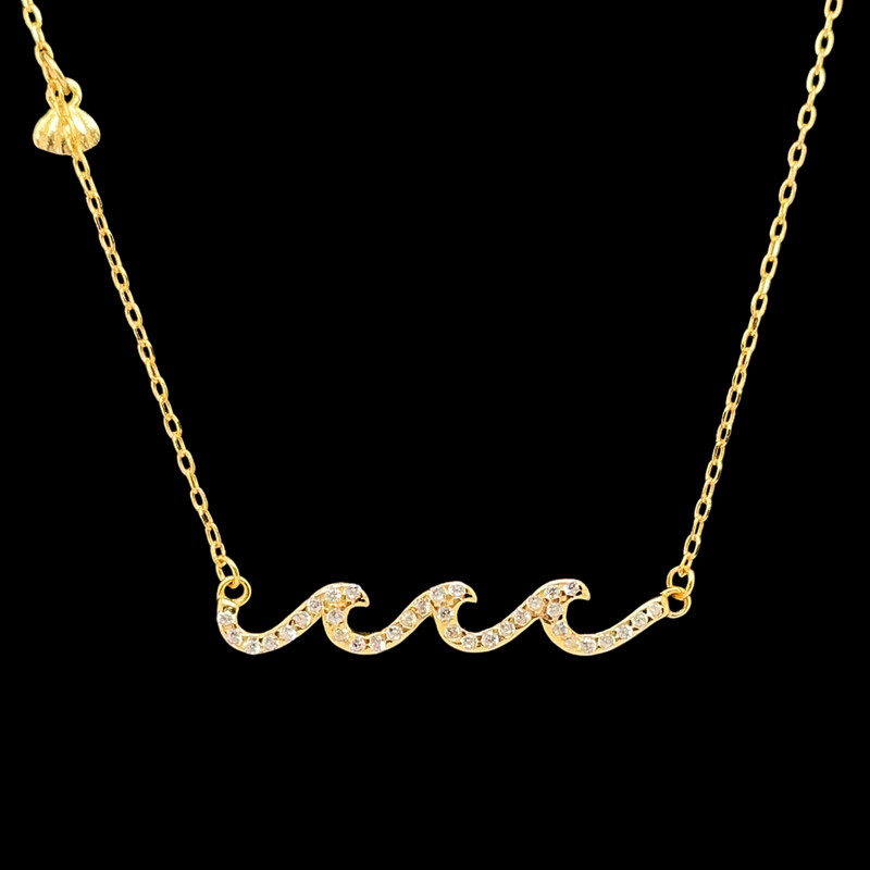 Cubic Zirconia  Wave Necklace