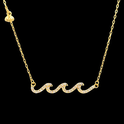 CZ Wave Necklace Gold Over Sterling Silver