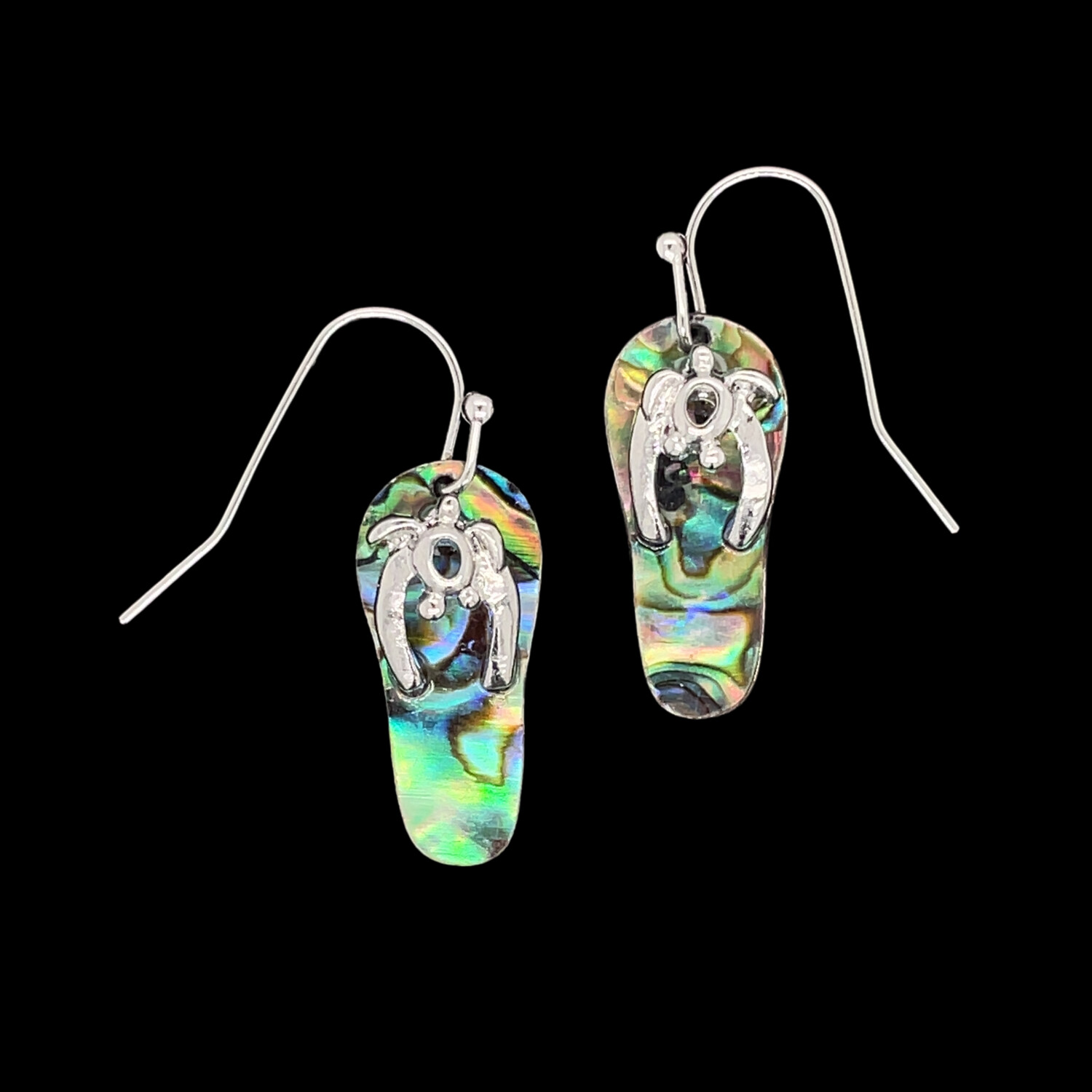 Abalone Earrings with Turtle