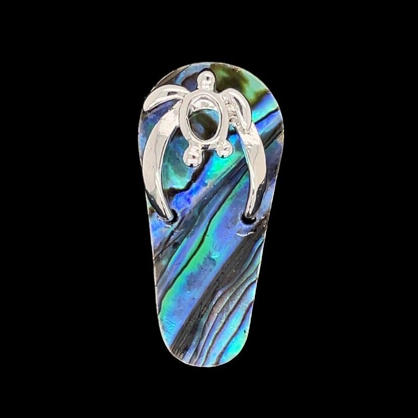 Abalone Flip Flop with Turtle Pendant