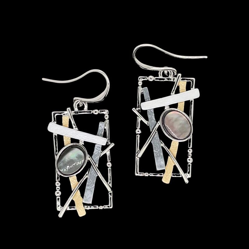 Mother Of Pearl Tri-Color Earrings