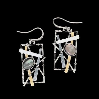 Mother Of Pearl Tri-Color Earrings