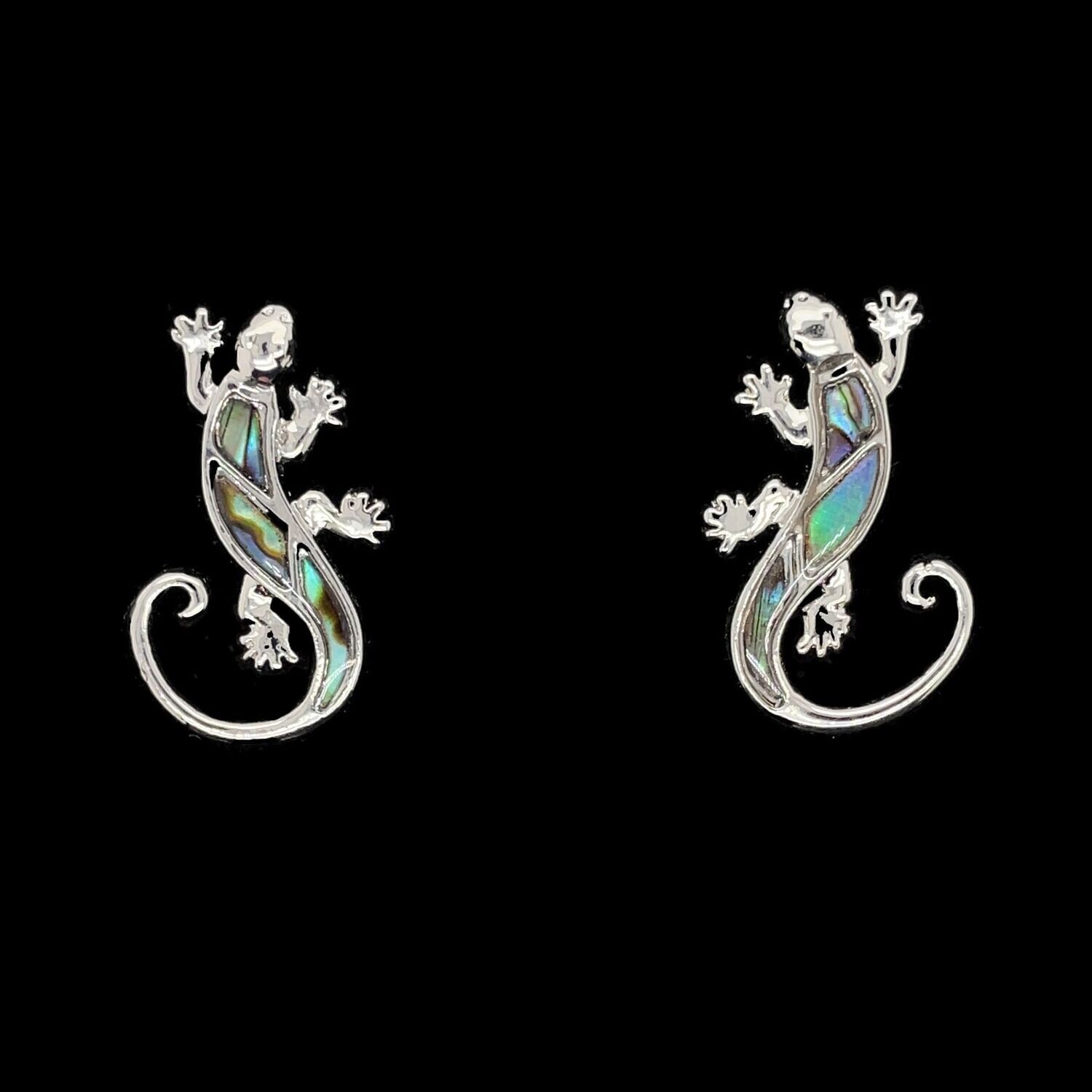 Abalone Gecko Earrings