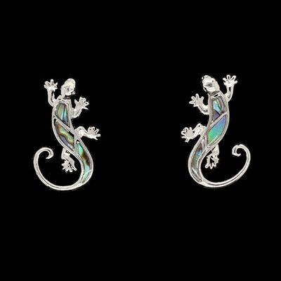 Abalone Gecko Earrings