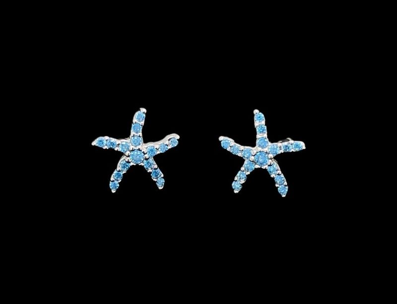 Blue Topaz Starfish Earrings