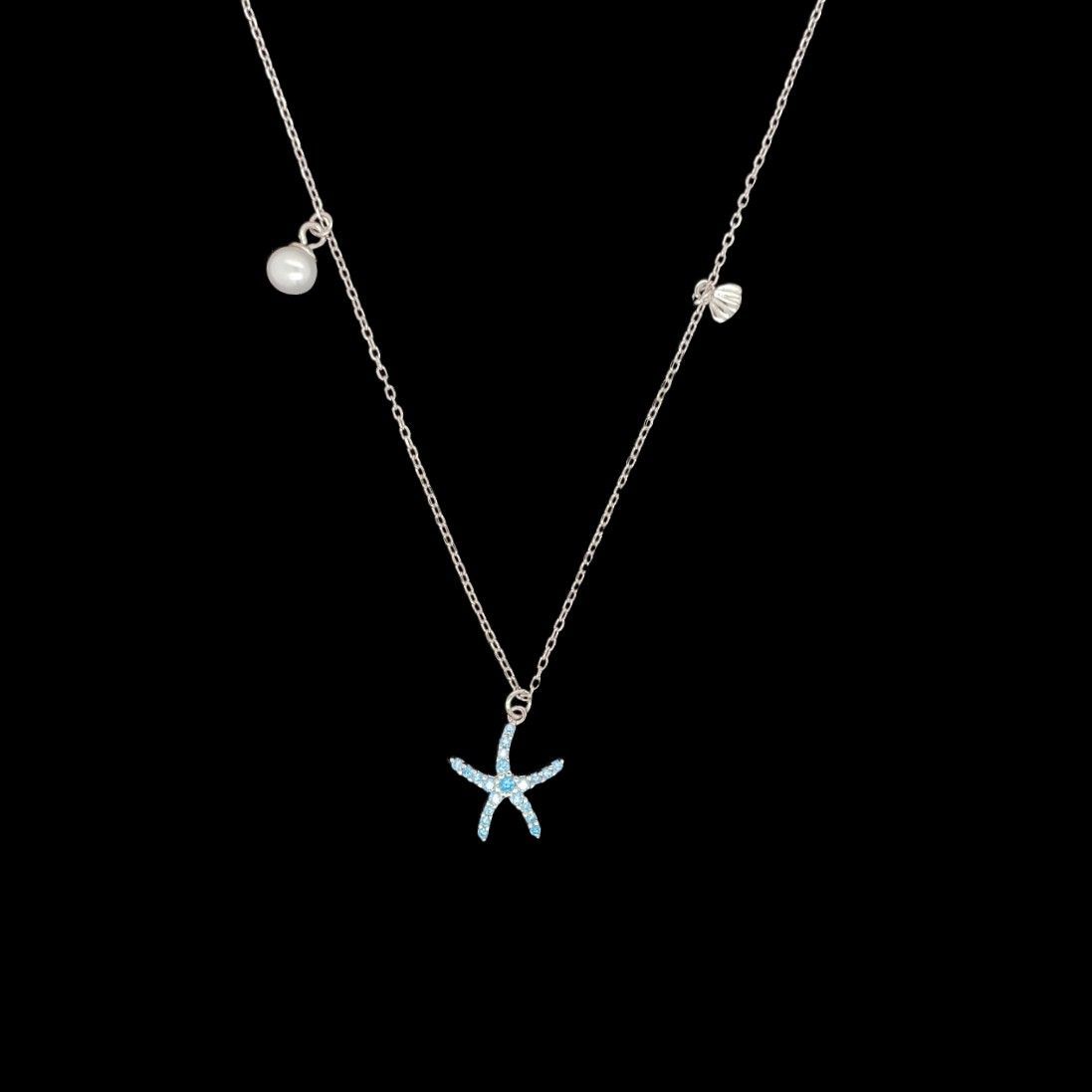 Blue Topaz Starfish Necklace