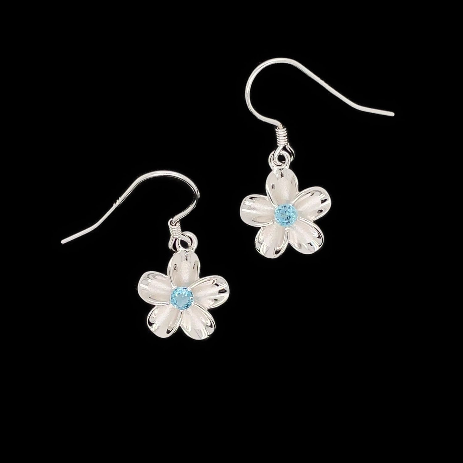 Blue Topaz Flower Earrings