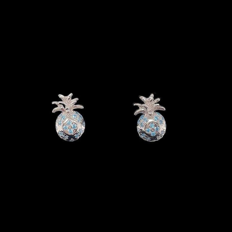 Blue Topaz Pineapple Post Earrings