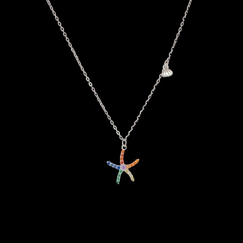 Rainbow Starfish Necklace