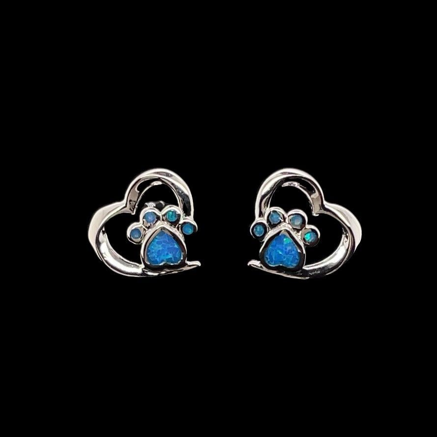 Paw Print Heart Earrings