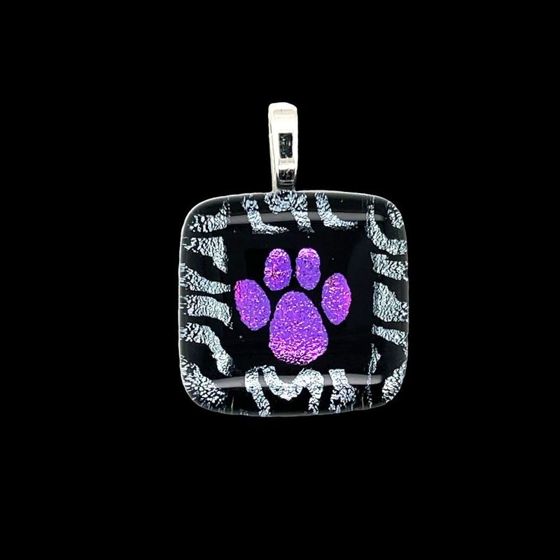 Dichroic Glass Paw Print Pendant