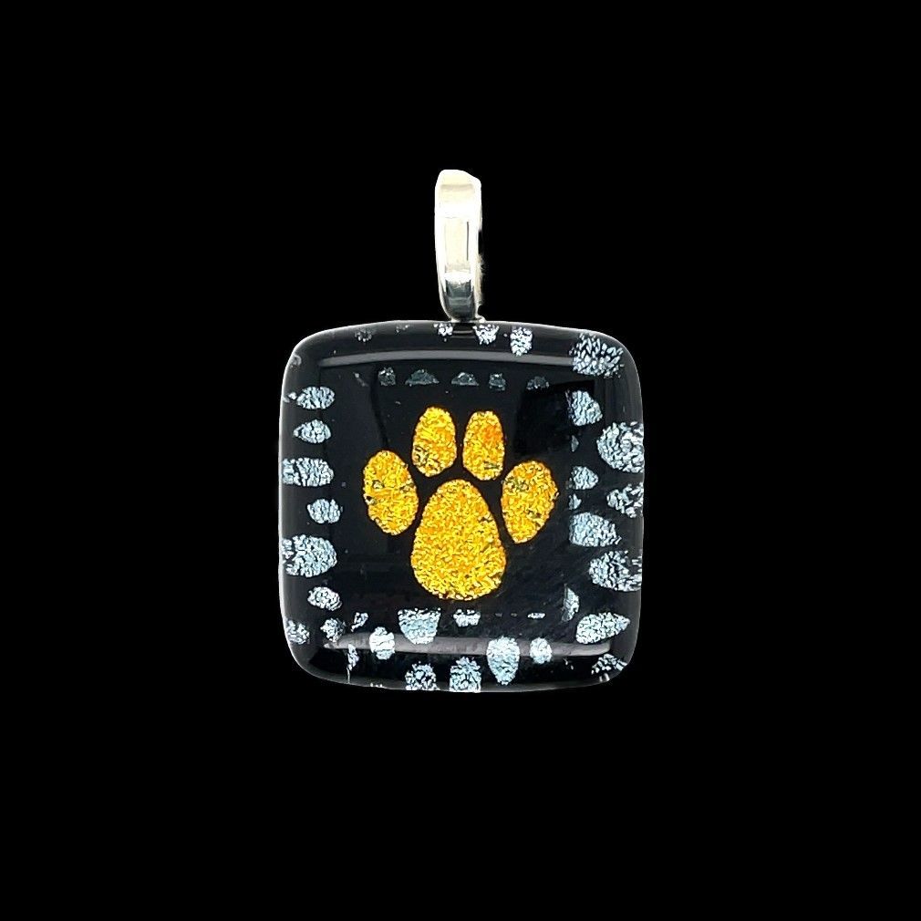 Dichroic Glass Paw Print Pendant