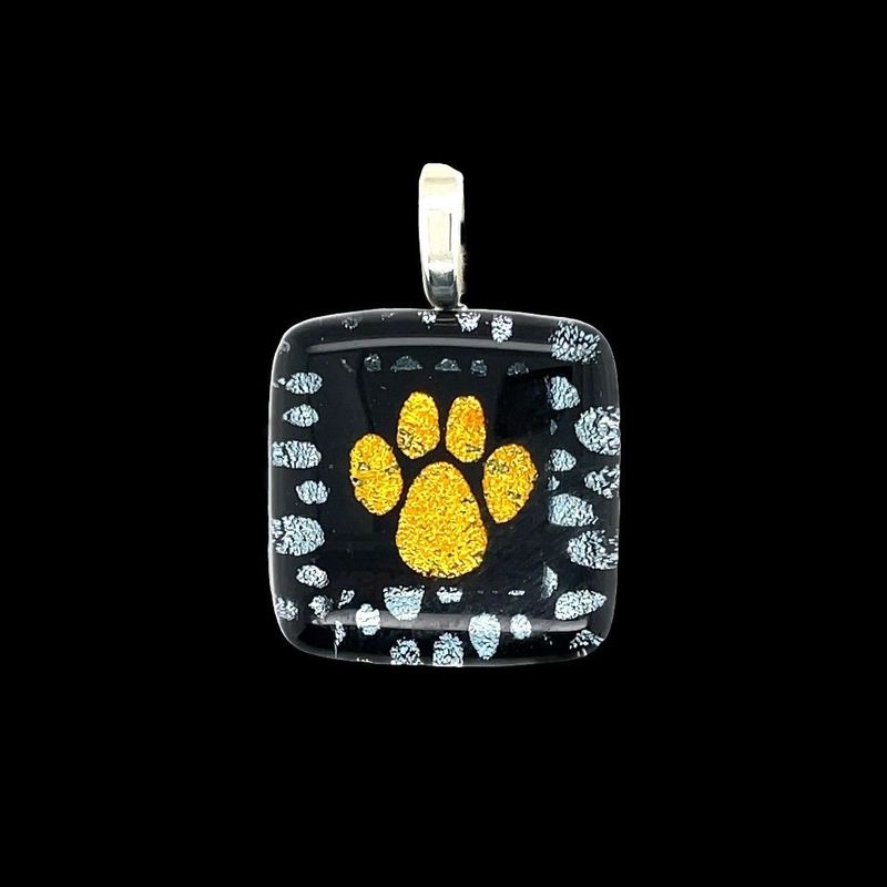Dichroic Glass Paw Print Pendant