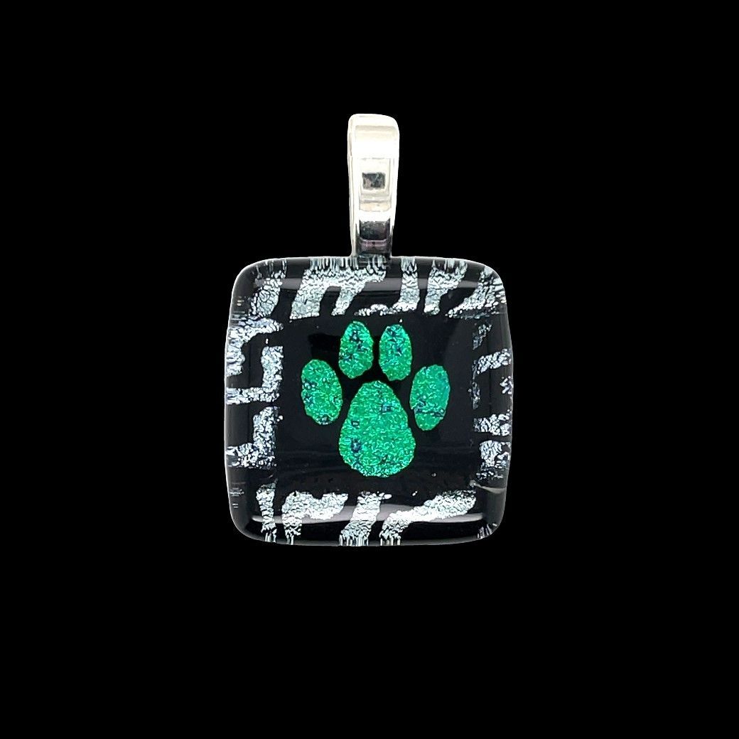 Dichroic Glass Paw Print Pendant